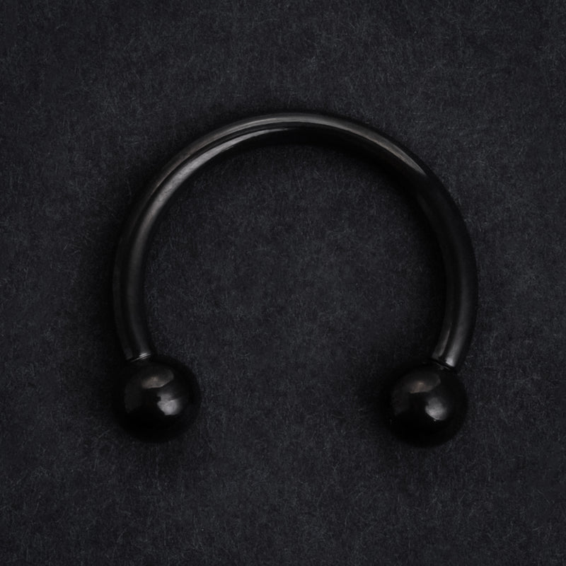 Horseshoe Barbell, Black, Circular Barbell Piercing, Titanium, Large Gauge