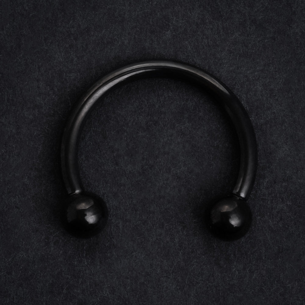 Black Titanium Nose Ring, Circular Barbell Piercing - Horseshoe Septum - 0G, 2G, 4G, 6G, 8G, 10G, 12G - Sizes 5mm to 12mm - ASTM F136 Titanium Circular Barbell Piercing - Horseshoe Septum - Large Gauge Septum Jewellery