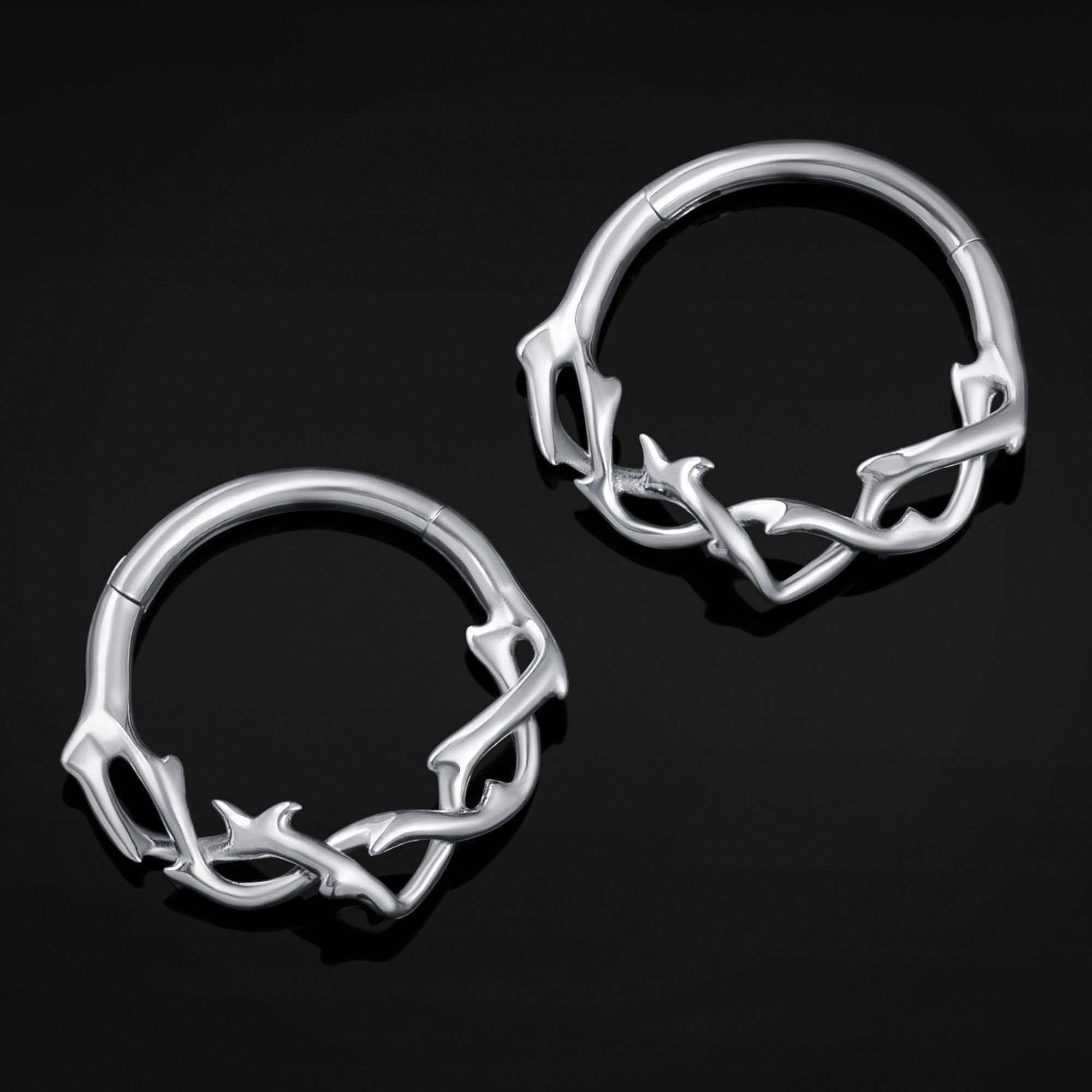 Septum Clicker, Silver, Twisted Thorns, ASTM F136 Titanium