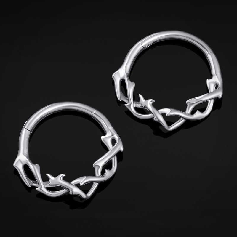 Septum-Clicker, Silber, Gedrehte Dornen, ASTM F136 Titan