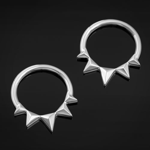Silver Spiked ASTM F136 Titanium Segment Clicker Septum Nose Ring