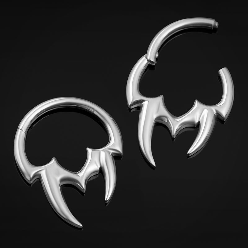 Septum Clicker, Silver, Asymmetrical Tribal Spike, ASTM F136 Titanium