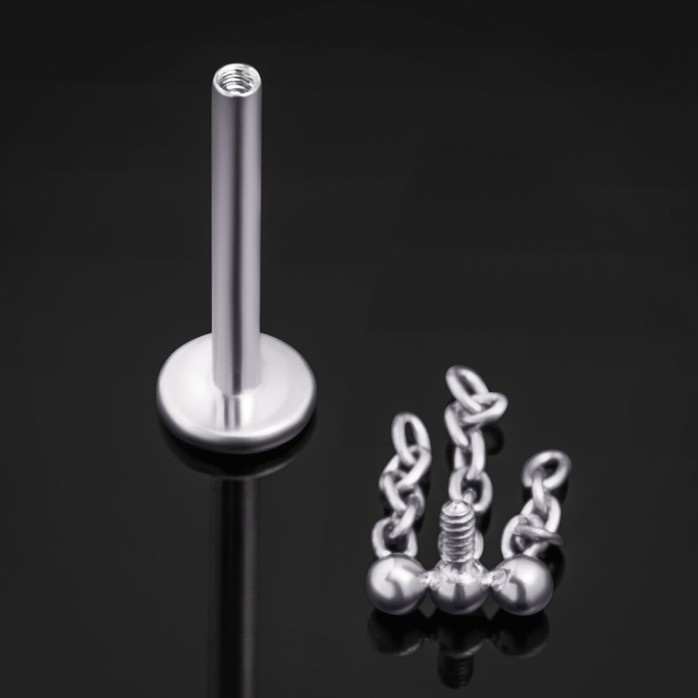 Labret-Stift, Silber, Innengewinde, ASTM F136 Titan, 1,2 mm