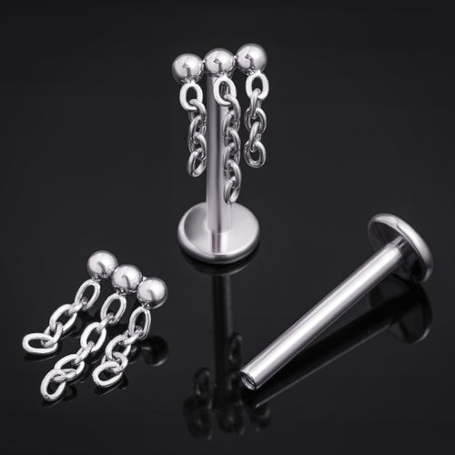 Labret-Stift, Silber, Innengewinde, ASTM F136 Titan, 1,2 mm