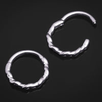 Anneau clicker en corde torsadée, argent, titane ASTM F136
