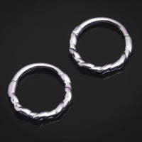 Anneau clicker en corde torsadée, argent, titane ASTM F136
