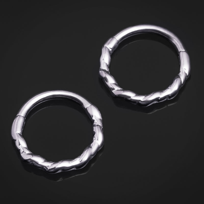 Anneau clicker en corde torsadée, argent, titane ASTM F136
