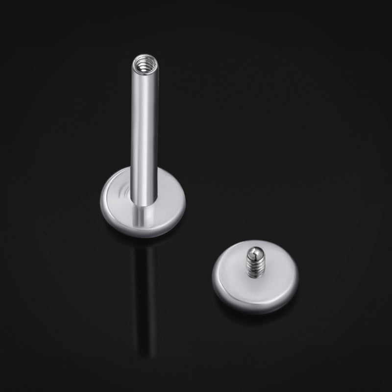 Labret Stud, Silver, Flat Disk, Internally Threaded, Titanium