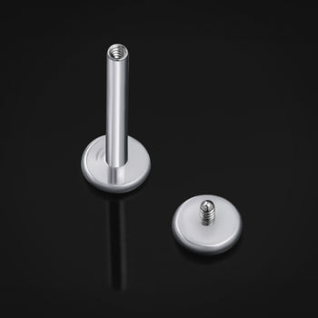 Silver Flat Disk Internally Threaded Titanium Labret Stud 1.2mm Gauge