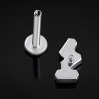 Labret, argent, triple pierre, filetage interne, titane, 1,2 mm