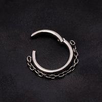 Helix Ring Chain Dangle Clicker, Silver, ASTM F136 Titanium