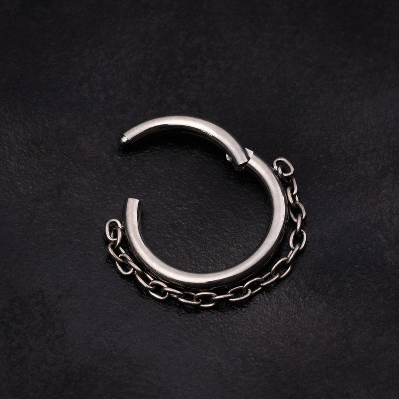 Helix Ring Chain Dangle Clicker, Silver, ASTM F136 Titanium