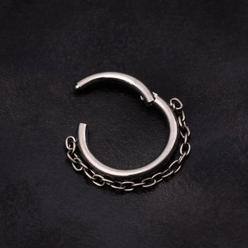 Helix Ring Chain Dangle Clicker, Silver, ASTM F136 Titanium