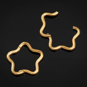 Gold Star Hinged Nose Ring ASTM F136 Titanium 1.2mm Gauge