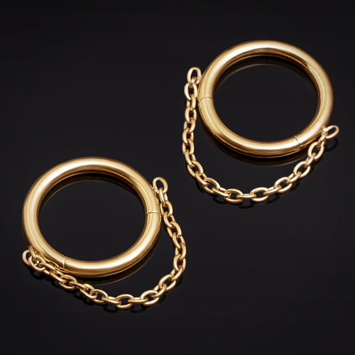 Chain Dangle Clicker Ring, Gold, ASTM F136 Titanium