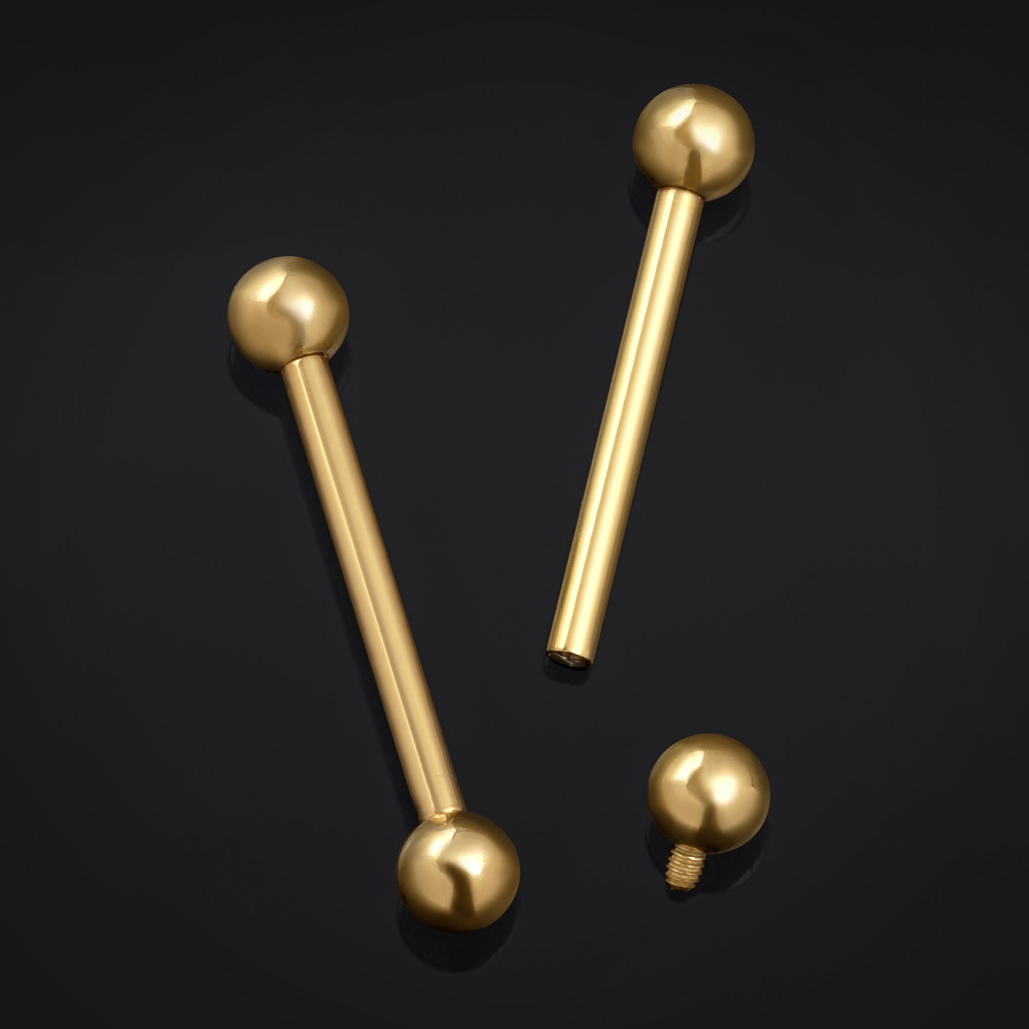 Nipple Barbell, Gold, Titanium, Internally Threaded