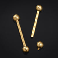 Barbell de téton, or, titane, à filetage interne