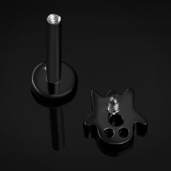 Black Ghost Internally Threaded Titanium Labret Stud 1.2mm Gauge