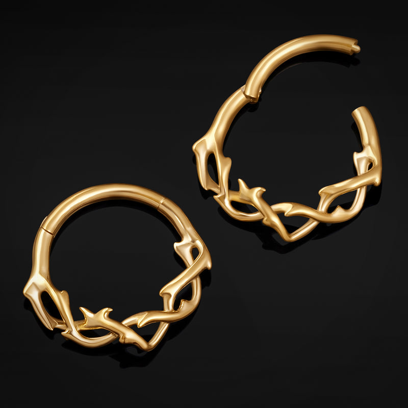Septum-Clicker, Gold, Gedrehte Dornen, ASTM F136 Titan
