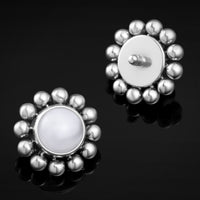 Embout de labret, argent, pierre d’opalite, grappe de perles, filetage interne, titane
