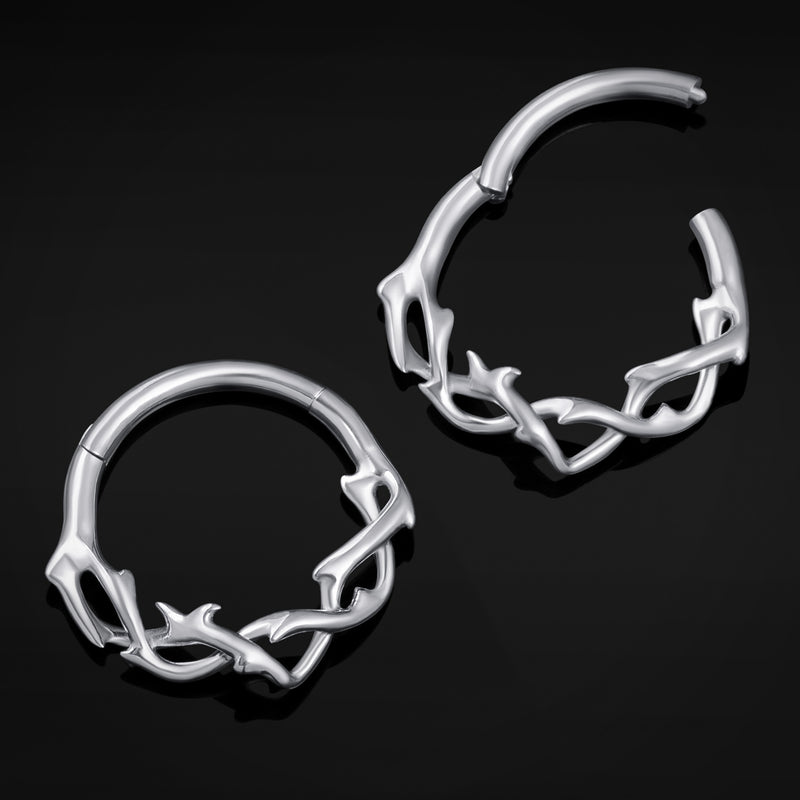 Septum-Clicker, Silber, Gedrehte Dornen, ASTM F136 Titan