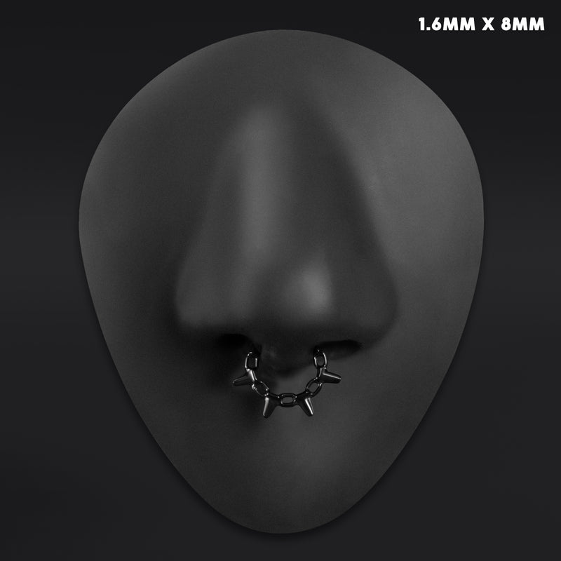 Septum clicker, noir, chaîne à pointes, titane