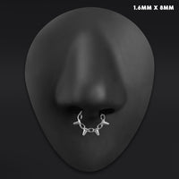 Anneau de septum à clic, argenté, chaîne à pointes, titane