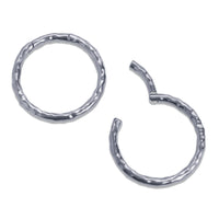 Silver Hammered Steel Hoop Ear Hangers - Pair