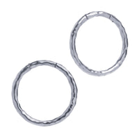 Silver Hammered Steel Hoop Ear Hangers - Pair
