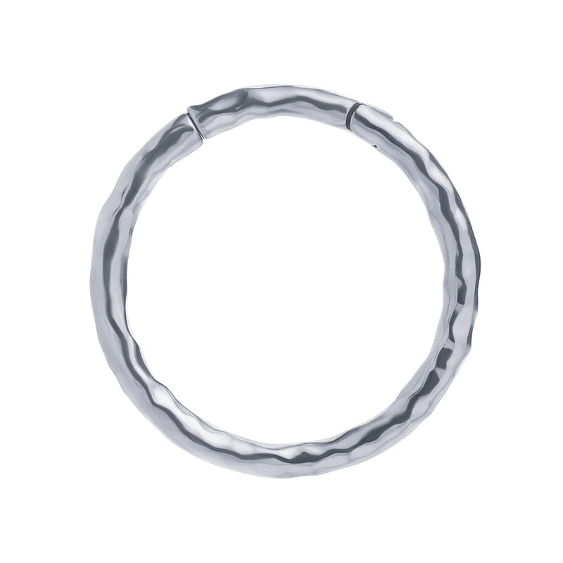 Silver Hammered Steel Hoop Ear Hangers - Pair