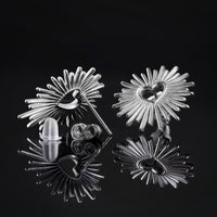 Boucles d'oreilles clous, argent, cœur soleil, acier inoxydable 316L - paire