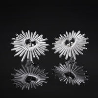 Boucles d'oreilles clous, argent, cœur soleil, acier inoxydable 316L - paire