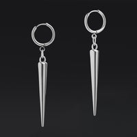 Paire de boucles d'oreilles créoles huggie, pointe argentée, acier inoxydable