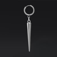 Paire de boucles d'oreilles créoles huggie, pointe argentée, acier inoxydable