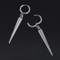 Paire de boucles d'oreilles créoles huggie, pointe argentée, acier inoxydable