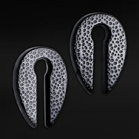 Poids d'oreille trou de serrure en acier martelé noir - Paire