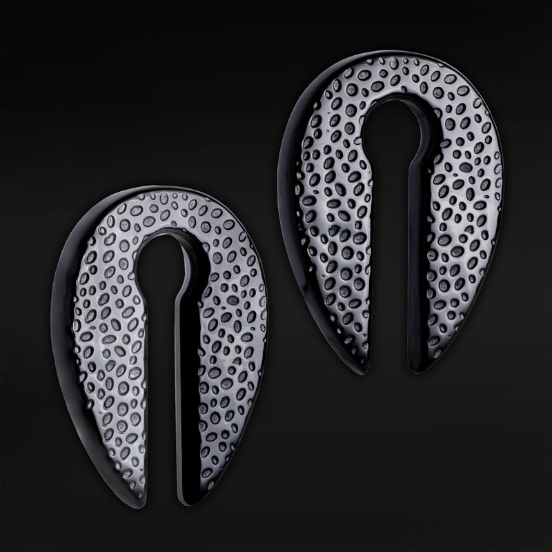Poids d'oreille trou de serrure en acier martelé noir - Paire