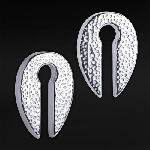 Hammered Silver - Keyhole Ear Weights (Pair)