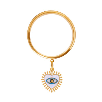 The Auric Sacred Heart Charm Gold Steel Double Flared Tunnel Dangle / Plug / Gauge