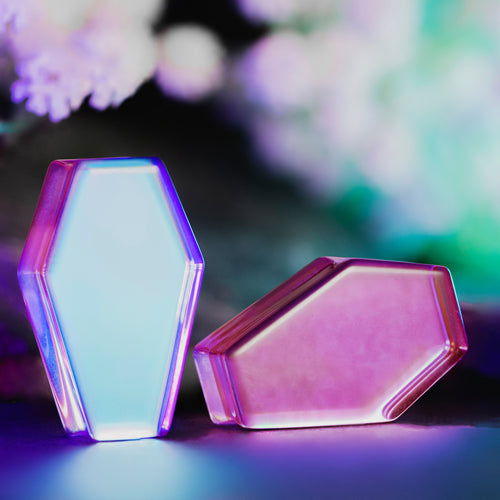 Iridescent Purple Coffin  Glass Plug / Gauge
