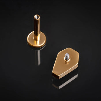Labret Stud, Gold, Coffin Top, Red Jewel, Titanium, 1.2mm