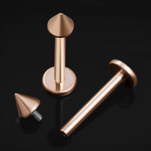 Labret Stud, Rose Gold, Cone End, Internally Threaded, Titanium