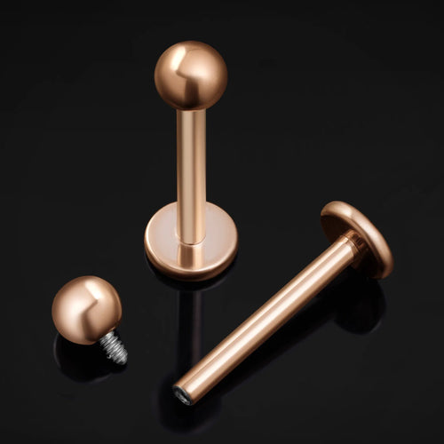 Labret Stud, Rose Gold, Internally Threaded, Titanium