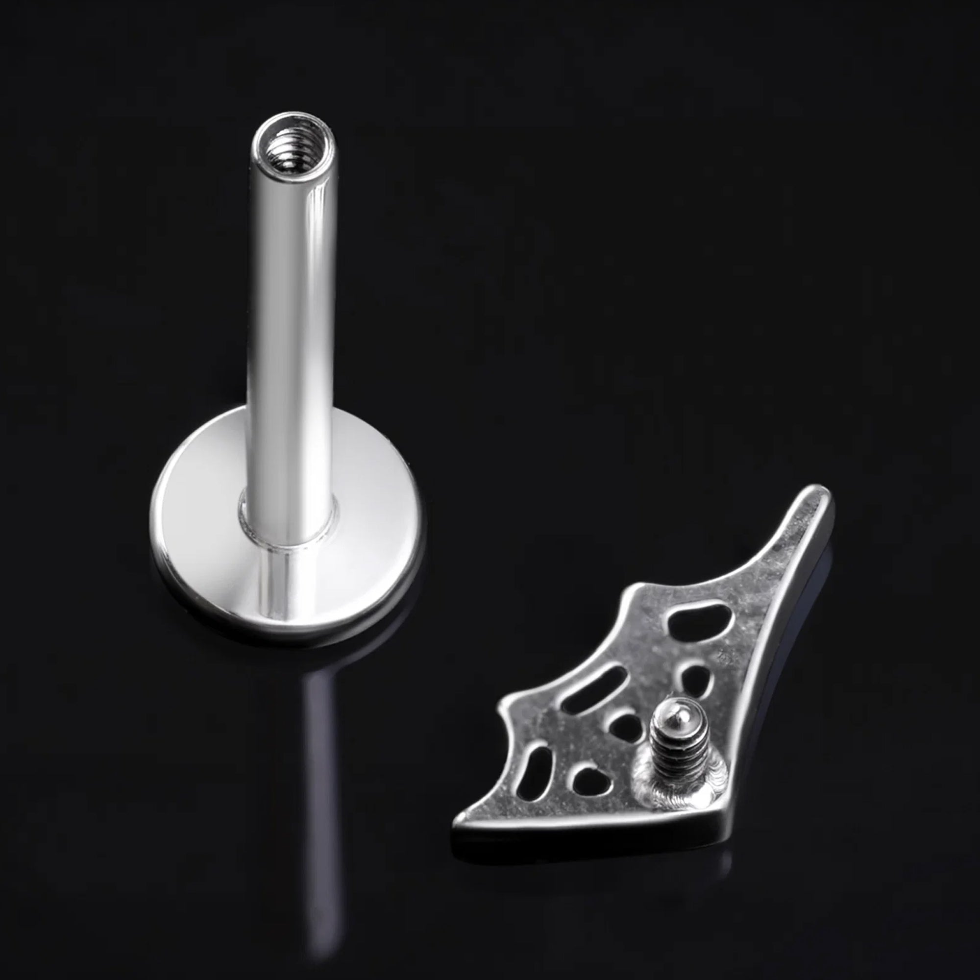Gold Black Jewelled Cross Internally Threaded Titanium Labret Stud 1.2mm Gauge
