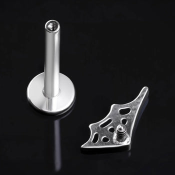 Clip on Earrings, Silver, Hoop with Spike Dangle, Stainless Steel - Pair