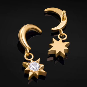 Ear Hangers, Silver Flame, Stainless Steel - Pair