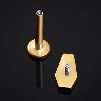 Labret Stud, Gold, Coffin Top, Internally Threaded, Titanium, 1.2mm