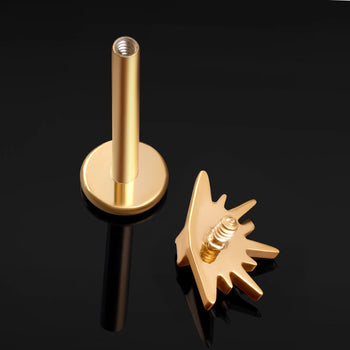 Labret Stud, Gold, Jewelled Sunburst, Internally Threaded, Titanium, 1.2mm Gauge