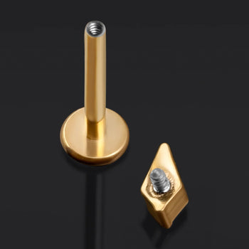 Curved Barbell, Silver, Spiked, Internally Threaded, Titanium