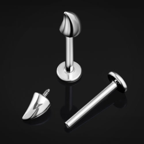 Labret-Stecker, Silber, Fleur De Lis Lilly, Innengewinde, Titan, 1,2mm Stärke